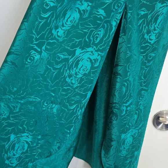 Teal Floral Jacquard Maxi Slip Dress - Picture 5 of 7
